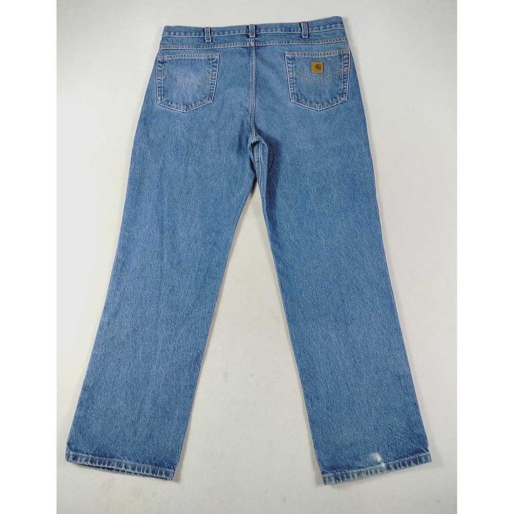 Carhartt Jeans Mens 40x32 Blue Traditional Fit Straight Denim Workwear‎ B180 DST - Picture 2 of 13